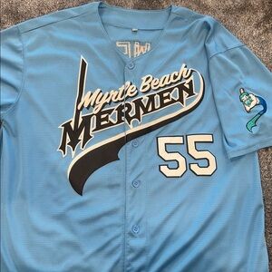 Kenny Powers Myrtle Beach Mermen #55 Baseball Jersey Teal Blue
